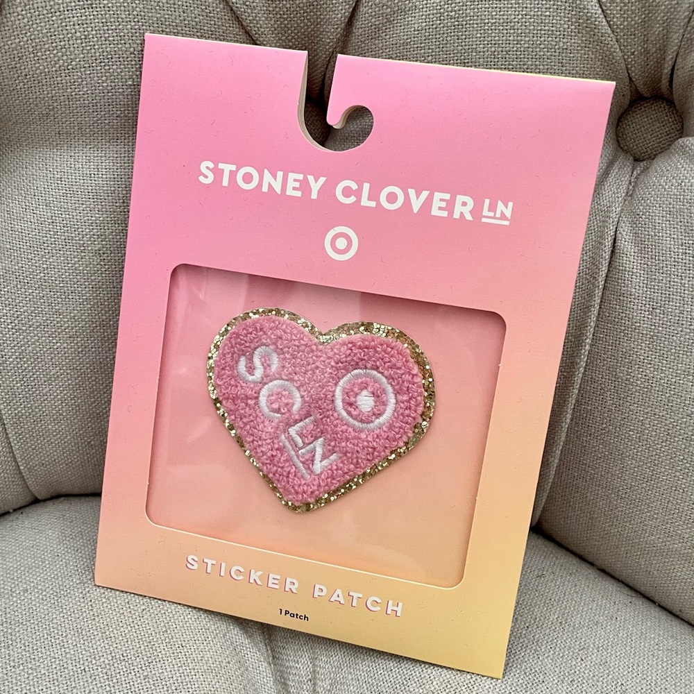 Stoney Clover Lane x Target pink heart patch w/ gift shopping tote & stickers